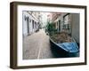 A boat filled with plants on a street in Stresa, Piedmont, Italy, Europe-Alexandre Rotenberg-Framed Photographic Print