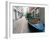 A boat filled with plants on a street in Stresa, Piedmont, Italy, Europe-Alexandre Rotenberg-Framed Photographic Print