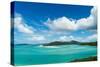 A boat in the shallow water of Whitsunday Island in tropical Queensland, Australia, Pacific-Logan Brown-Stretched Canvas