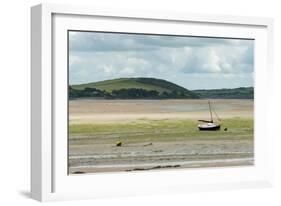 A Boat Moored at Low Tide in the River Camel Estuary at Padstow Cornwall UK-Julian Eales-Framed Photographic Print