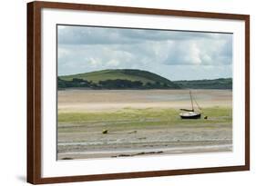 A Boat Moored at Low Tide in the River Camel Estuary at Padstow Cornwall UK-Julian Eales-Framed Photographic Print