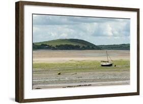 A Boat Moored at Low Tide in the River Camel Estuary at Padstow Cornwall UK-Julian Eales-Framed Photographic Print