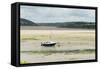 A Boat Moored at Low Tide in the River Camel Estuary at Padstow Cornwall UK-Julian Eales-Framed Stretched Canvas