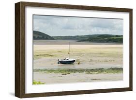 A Boat Moored at Low Tide in the River Camel Estuary at Padstow Cornwall UK-Julian Eales-Framed Photographic Print