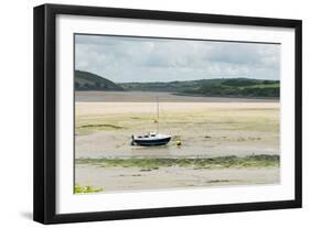 A Boat Moored at Low Tide in the River Camel Estuary at Padstow Cornwall UK-Julian Eales-Framed Photographic Print