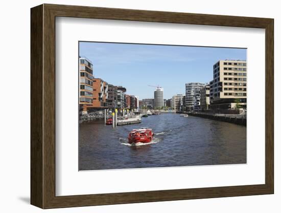 A Boat on a Canal in the Recently Developed Hafencity District of Hamburg, Germany, Europe-Stuart Forster-Framed Photographic Print