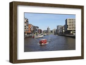 A Boat on a Canal in the Recently Developed Hafencity District of Hamburg, Germany, Europe-Stuart Forster-Framed Photographic Print