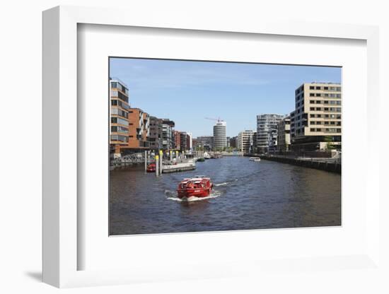 A Boat on a Canal in the Recently Developed Hafencity District of Hamburg, Germany, Europe-Stuart Forster-Framed Photographic Print