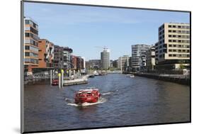 A Boat on a Canal in the Recently Developed Hafencity District of Hamburg, Germany, Europe-Stuart Forster-Mounted Photographic Print