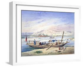 A Boat on the Nile, Egypt, 19th Century-Emile Prisse d'Avennes-Framed Giclee Print