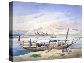 A Boat on the Nile, Egypt, 19th Century-Emile Prisse d'Avennes-Stretched Canvas