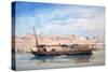 A Boat on the Nile, Luxor, Egypt, 19th Century-Emile Prisse d'Avennes-Stretched Canvas