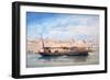 A Boat on the Nile, Luxor, Egypt, 19th Century-Emile Prisse d'Avennes-Framed Giclee Print