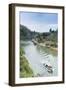 A Boat on the River Kwai with the Pow-Built Wampoo Viaduct Behind-Alex Robinson-Framed Premium Photographic Print