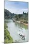 A Boat on the River Kwai with the Pow-Built Wampoo Viaduct Behind-Alex Robinson-Mounted Premium Photographic Print