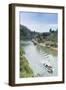 A Boat on the River Kwai with the Pow-Built Wampoo Viaduct Behind-Alex Robinson-Framed Photographic Print