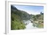 A Boat on the River Kwai with the Pow-Built Wampoo Viaduct Behind-Alex Robinson-Framed Photographic Print