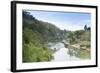 A Boat on the River Kwai with the Pow-Built Wampoo Viaduct Behind-Alex Robinson-Framed Photographic Print