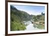 A Boat on the River Kwai with the Pow-Built Wampoo Viaduct Behind-Alex Robinson-Framed Photographic Print