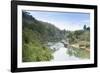 A Boat on the River Kwai with the Pow-Built Wampoo Viaduct Behind-Alex Robinson-Framed Photographic Print