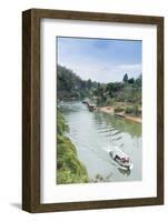 A Boat on the River Kwai with the Pow-Built Wampoo Viaduct Behind-Alex Robinson-Framed Photographic Print