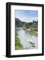 A Boat on the River Kwai with the Pow-Built Wampoo Viaduct Behind-Alex Robinson-Framed Photographic Print