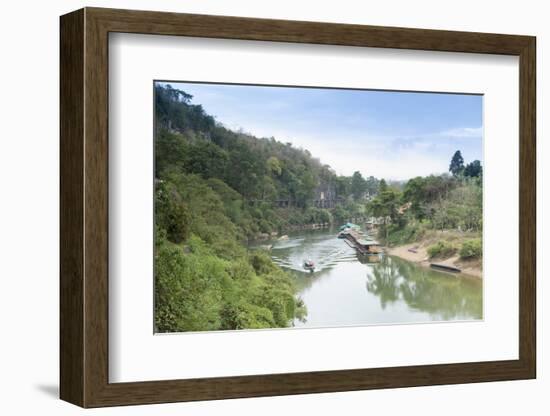 A Boat on the River Kwai with the Pow-Built Wampoo Viaduct Behind-Alex Robinson-Framed Photographic Print