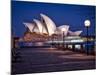 A Boat Passes by the Sydney Opera House, UNESCO World Heritage Site, During Blue Hour-Jim Nix-Mounted Photographic Print