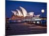 A Boat Passes by the Sydney Opera House, UNESCO World Heritage Site, During Blue Hour-Jim Nix-Mounted Photographic Print