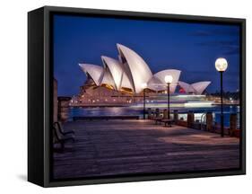 A Boat Passes by the Sydney Opera House, UNESCO World Heritage Site, During Blue Hour-Jim Nix-Framed Stretched Canvas