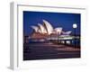 A Boat Passes by the Sydney Opera House, UNESCO World Heritage Site, During Blue Hour-Jim Nix-Framed Premium Photographic Print