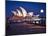 A Boat Passes by the Sydney Opera House, UNESCO World Heritage Site, During Blue Hour-Jim Nix-Mounted Premium Photographic Print