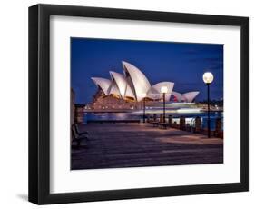 A Boat Passes by the Sydney Opera House, UNESCO World Heritage Site, During Blue Hour-Jim Nix-Framed Photographic Print