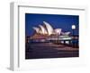 A Boat Passes by the Sydney Opera House, UNESCO World Heritage Site, During Blue Hour-Jim Nix-Framed Photographic Print