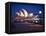 A Boat Passes by the Sydney Opera House, UNESCO World Heritage Site, During Blue Hour-Jim Nix-Framed Stretched Canvas