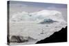 A Boat Sailing on the Pack Ice, Disko Bay, Ilulissat, Groenland-Françoise Gaujour-Stretched Canvas