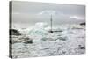 A Boat Sailing on the Pack Ice, Disko Bay, Ilulissat, Groenland-Françoise Gaujour-Stretched Canvas