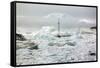 A Boat Sailing on the Pack Ice, Disko Bay, Ilulissat, Groenland-Françoise Gaujour-Framed Stretched Canvas