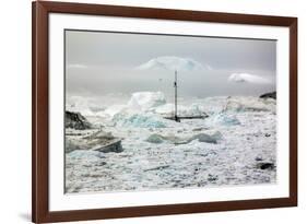 A Boat Sailing on the Pack Ice, Disko Bay, Ilulissat, Groenland-Françoise Gaujour-Framed Photographic Print