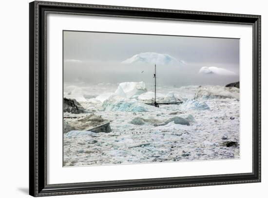 A Boat Sailing on the Pack Ice, Disko Bay, Ilulissat, Groenland-Françoise Gaujour-Framed Photographic Print