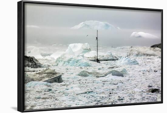 A Boat Sailing on the Pack Ice, Disko Bay, Ilulissat, Groenland-Françoise Gaujour-Framed Photographic Print