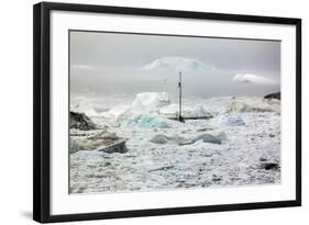 A Boat Sailing on the Pack Ice, Disko Bay, Ilulissat, Groenland-Françoise Gaujour-Framed Photographic Print