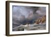 A Boat Sank on a Rocky Coast, with the Lifeboat Full of Survivors. Oil on Canvas by Samuel Walters-Samuel Walters-Framed Giclee Print