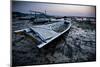 A Boat Sits on the Beach at Low Tide During Sunset in Sanur - Bali, Indonesia-Dan Holz-Mounted Photographic Print