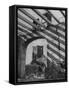 A Bomb Damaged Building and Reconstruction-null-Framed Stretched Canvas