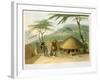 A Boosh-Wannah Hut Plate 7 from "African Scenery and Animals"-Samuel Daniell-Framed Giclee Print