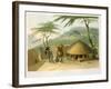 A Boosh-Wannah Hut Plate 7 from "African Scenery and Animals"-Samuel Daniell-Framed Giclee Print