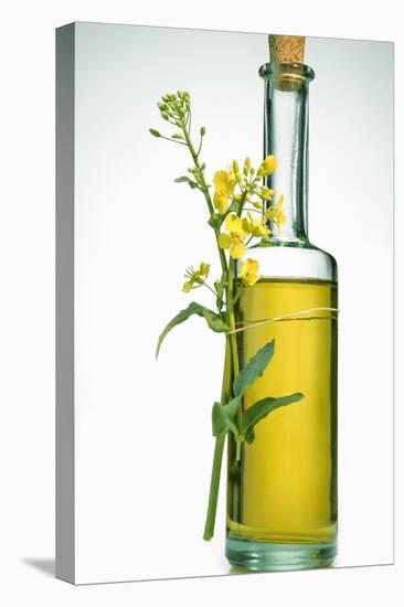 A Bottle of Rapeseed Oil with Flowers-Bodo A^ Schieren-Stretched Canvas