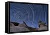 A Boulder Outcropping and Star Trails in Anza Borrego Desert State Park, California-null-Framed Stretched Canvas