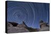 A Boulder Outcropping and Star Trails in Anza Borrego Desert State Park, California-null-Stretched Canvas